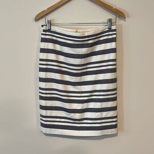 J Crew Womens Pencil Skirt Herringbone Pattern Navy Cream Size‎ 2